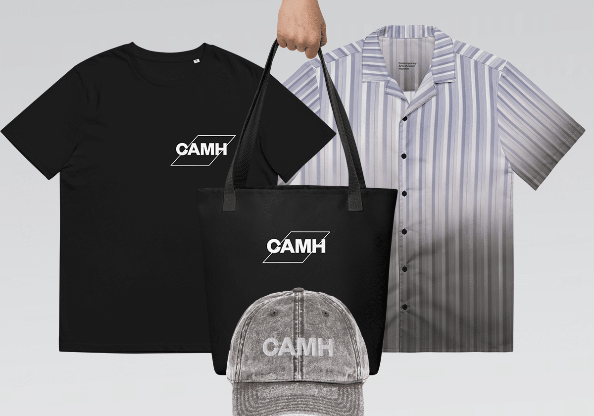 Rendered selection of CAMH SHOP items, 2025.  Graphic by Phillip Pyle, II. 